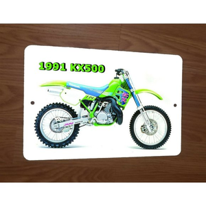 1991 Kawasaki KX500 Motocross Motorcycle Dirt Bike Photo 8x12‎ Metal Wall Sign
